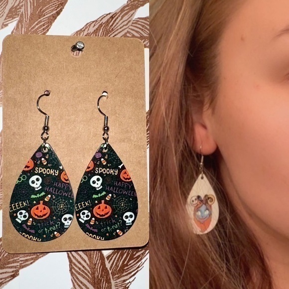 Happy Halloween Tear Drop Earring Set New